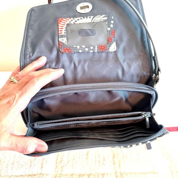 Vera Bradley Flap Zipper Closure Wallet Purse Crossbody Blue/Gray Timeless - Picture 5 of 11